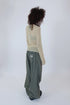 PLEATED MESH EXPOSED SEAMS TOPS -BEIGE- *Last1